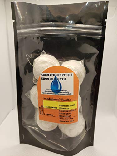 Aromatherapy Shower Steamers - 6 Pack Sandalwood Vanilla Scented for Relaxation & Stress Relief | Perfect for Bath, Shower, Spa & Self-Care Moments
