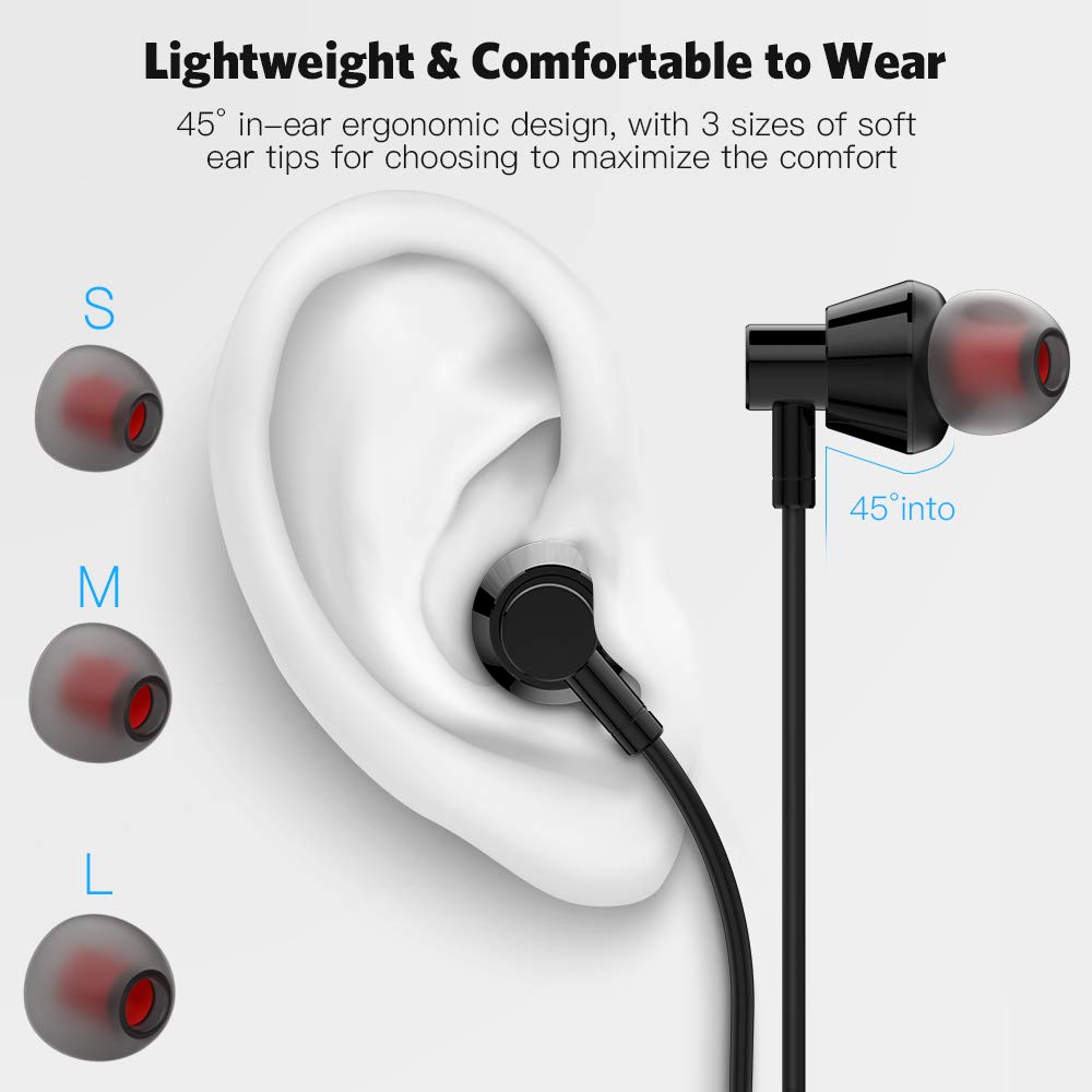 USB C Wired Earphones with Microphone - Compatible with Apple iPhone 16 Pro Max/15 Plus, Samsung Galaxy S25/S24/S23 Ultra, Google Pixel 9 & OnePlus - Small Earbuds for Comfortable Fit - Perfect for Commuting, Gaming & Work Calls