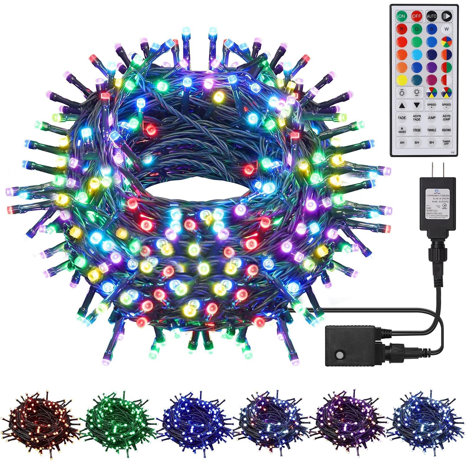 200 LED RGB Color Changing Christmas Lights - 66ft Mini Fairy String Lights with Remote & Timer, 8 Lighting Modes, Green Wire for Indoor/Outdoor Holiday Decor - Perfect for Xmas Tree, Wedding, Party & Halloween Decoration