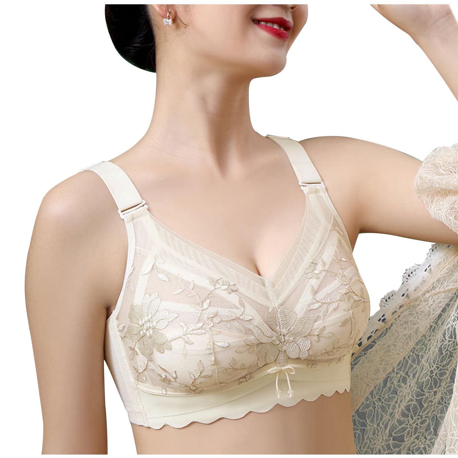 Women's Padded Sports Bra - Halter Workout & Lounge Bra - White Ribbed Bralette for Yoga, Running & Sleep