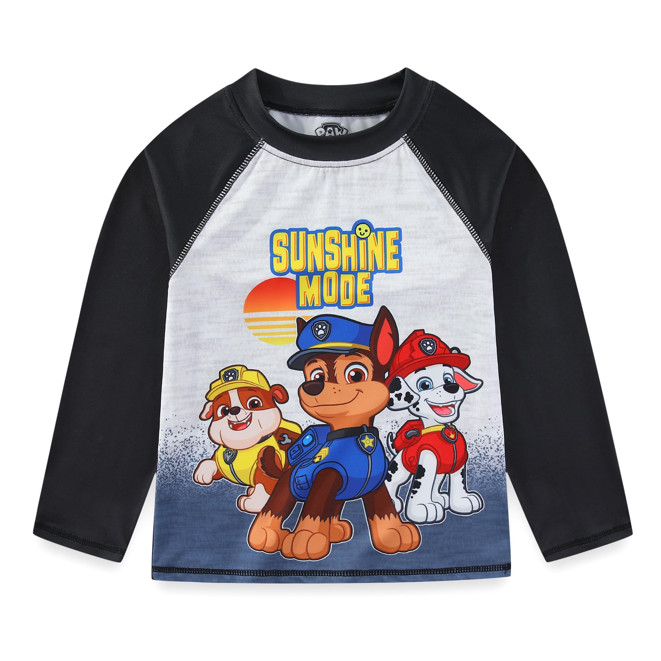 Paw Patrol Nickelodeon Chase Marshall Rubble Boys UPF 50+ Rash Guard & Swim Trunks Set - Toddler & Kids Sun Protection Swimwear for Beach, Pool & Water Play