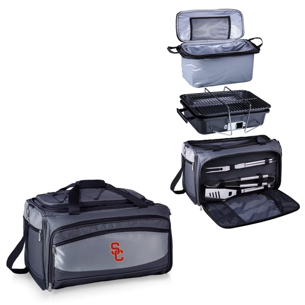 PICNIC TIME NCAA Unisex-Adult Portable Charcoal Grill & Cooler Tote - Buccaneer Team Design for Tailgating, Camping & Beach BBQs