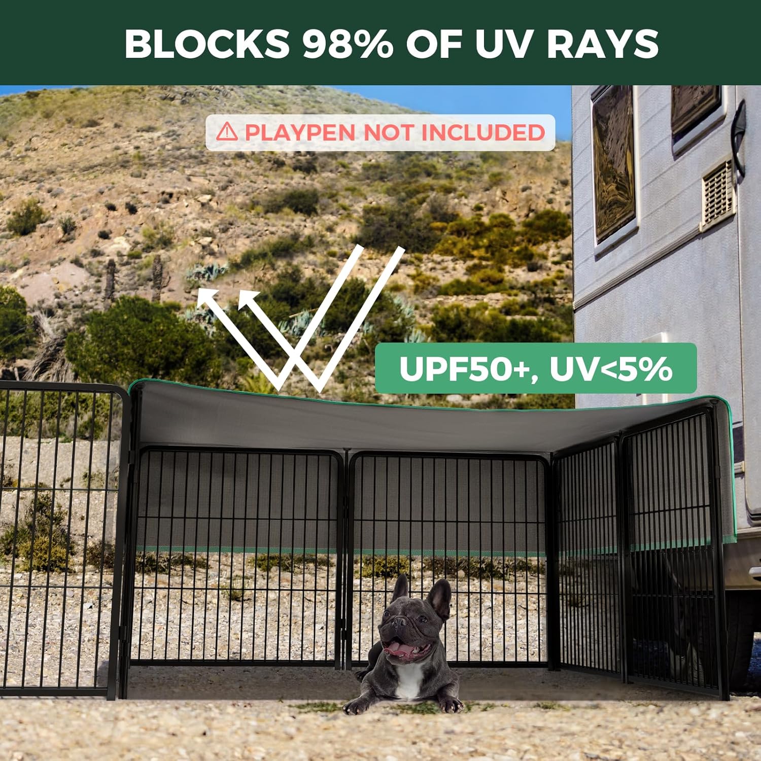 Dog Sun Shade - UV Protection Outdoor Canopy for Pets - Perfect for Backyard, Beach & Camping with Your Dog