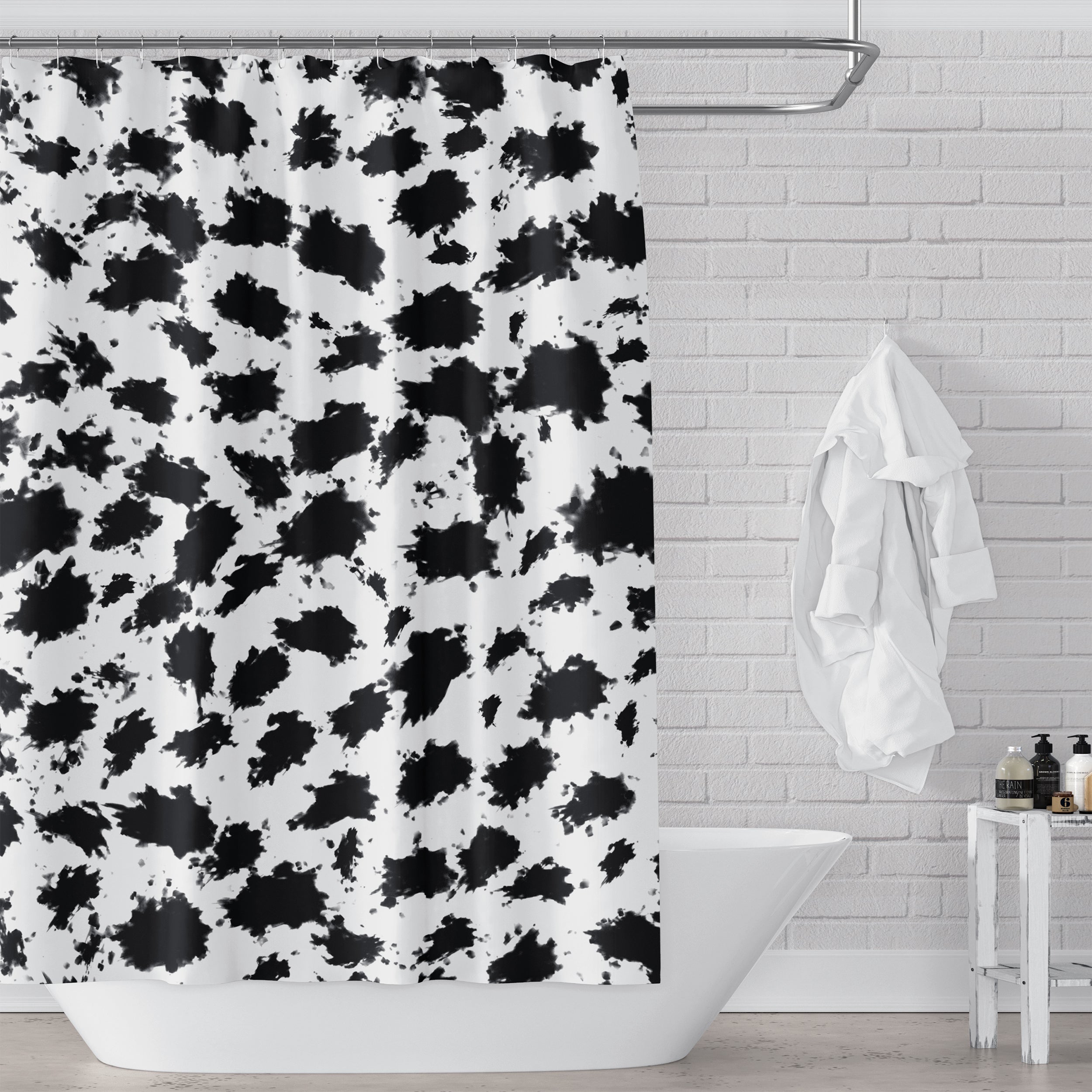 Black and White Snow Leopard Print Waterproof Shower Curtain - Stylish Bathroom Decor for Modern Homes & Spa-Like Retreats