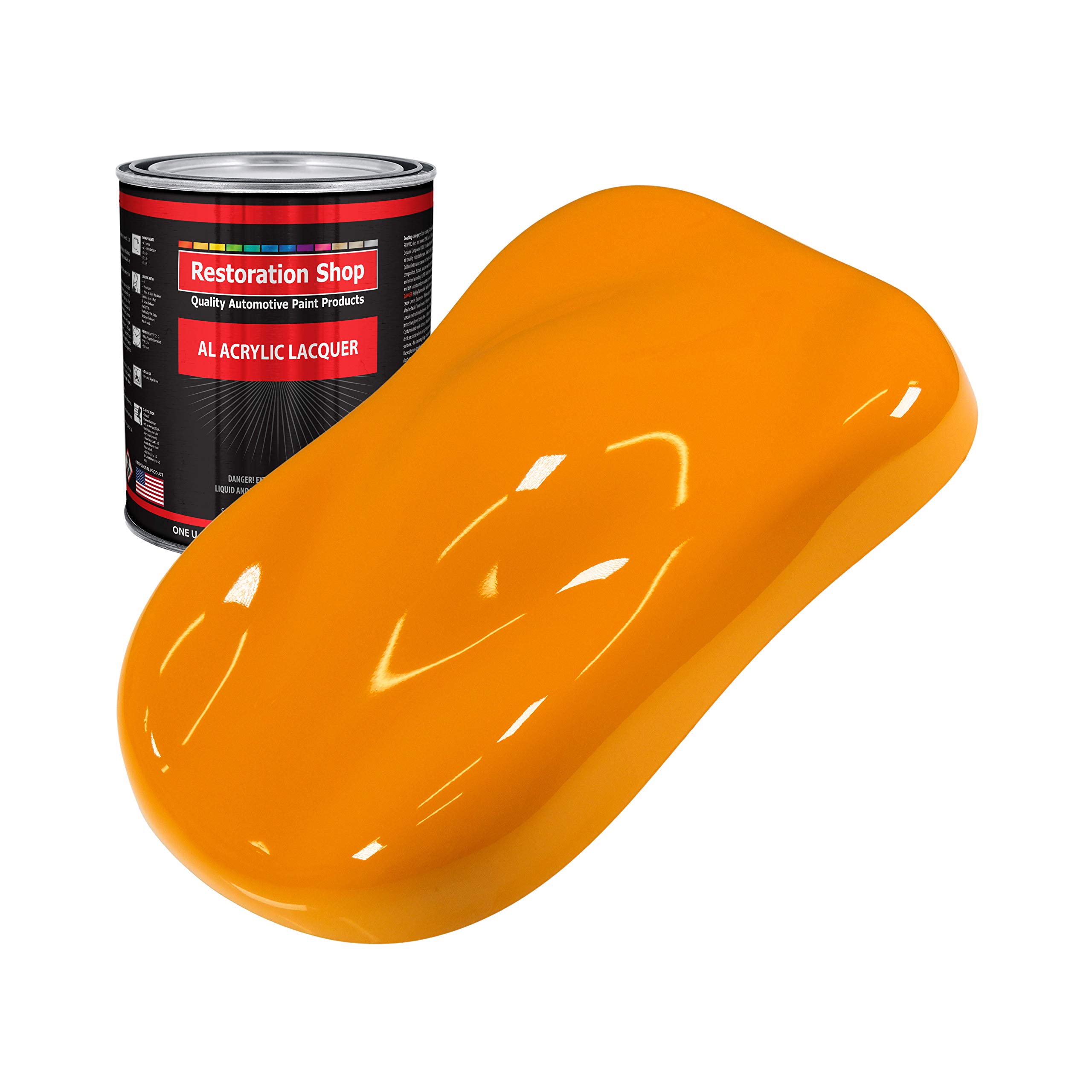 Restoration Shop - Speed Yellow Acrylic Lacquer Auto Paint (1 Quart) - Professional Gloss Finish for Cars, Trucks, Motorcycles, Guitars & Furniture - High-Quality Automotive Refinishing Coating - Perfect for DIY Projects & Professional Restoration Work