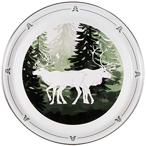 Forest Glen 15.5 Inch Enamelware Serving Tray - Rustic Farmhouse Style for Dining, Breakfast in Bed, or Outdoor Entertaining
