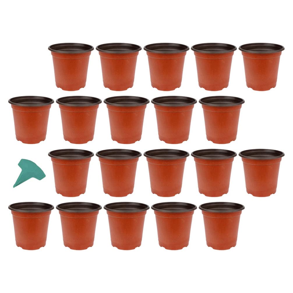 DOITOOL 10-Pack Plastic Plant Nursery Pots - 5 Inch Gardening Planters with Drainage Holes, Seed Starter Trays & Plant Labels for Indoor Outdoor Herbs, Flowers, Succulents - Perfect for Home Garden, Balcony & Greenhouse