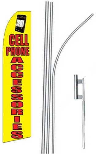 2 Pack YEL/Red 15' Swooper Feather Flags Kit - Premium Cell Phone Accessories for Outdoor Advertising, Grand Openings & Car Dealerships