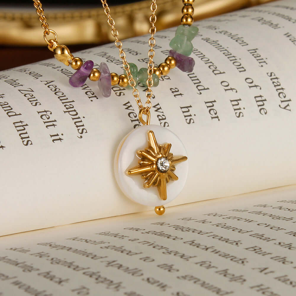 Layering Stone & Star Pendant Chain Necklace | GX2331 | Trendy Boho Jewelry for Women | Perfect for Layering, Everyday Wear & Special Occasions