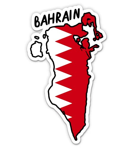 Squiddy Bahrain Map with Flag Vinyl Sticker Decal - 3 Inch Waterproof Decal for Phone, Laptop, Water Bottle, Notebook - Perfect for Travel Lovers, Country Pride & Personalization
