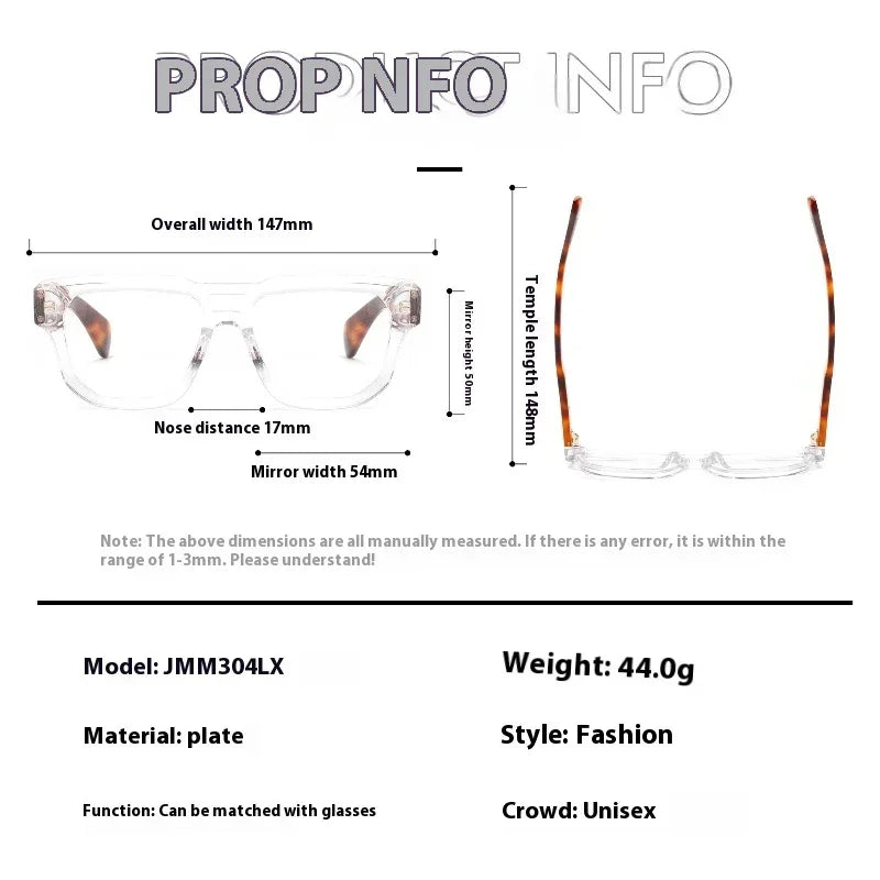 Stylish Aror Men's Full Rim Square Double Bridge Acetate Eyeglasses Frame 49304 - Perfect for Office, Reading & Everyday Wear