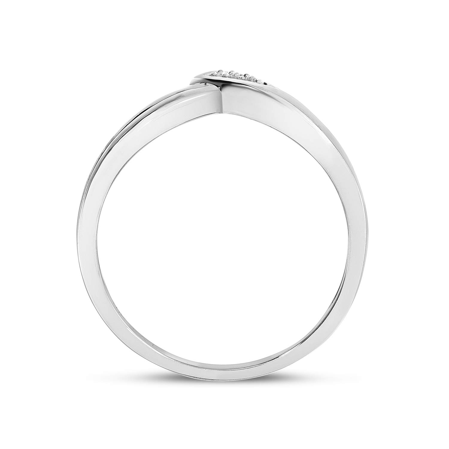 10K White Gold Diamond Chevron Ring for Women - Elegant Stackable Wedding Band, Anniversary Gift, or Everyday Jewelry - Perfect for Bridal, Engagement, or Special Occasions
