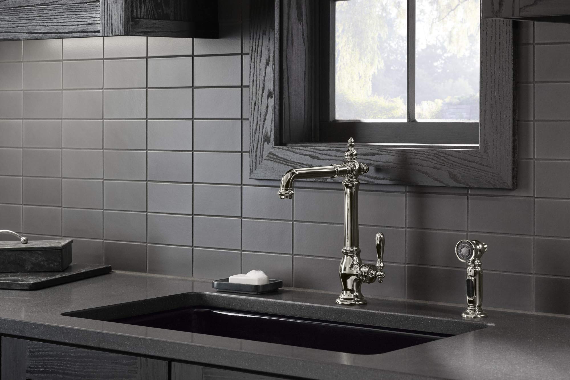 Kohler K-99265-2MB Artifacts Single Handle Pull-Down Kitchen Faucet with Side Sprayer in Vibrant Moderne Brushed Brass Finish - Perfect for Modern Farmhouse & Contemporary Kitchen Renovations