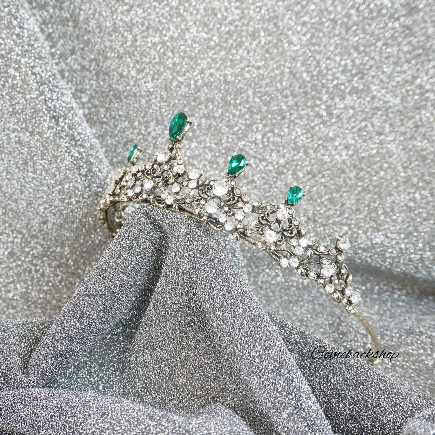 Elegant Green Crystal Tiara Crown for Women & Girls - Silver Princess Wedding Crown for Brides, Birthday Party, Christmas - Perfect for Weddings, Prom, Pageants & Special Events