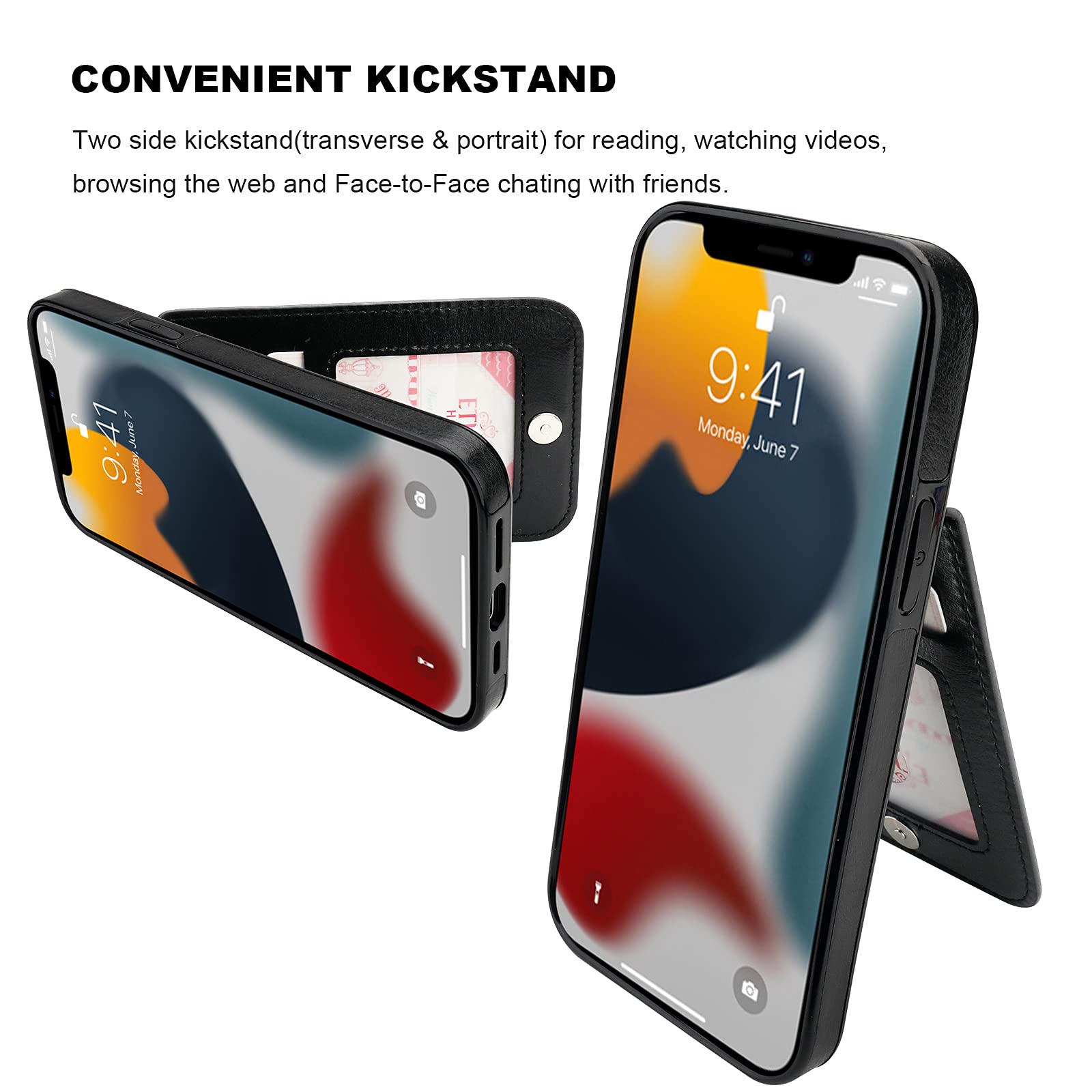Premium Leather Magnetic Wallet Case for iPhone 13 Pro Max 6.7