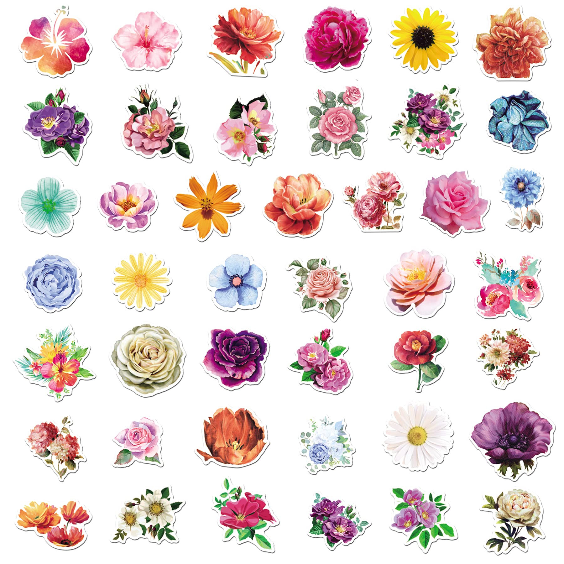 200PCS Waterproof Flower Stickers Pack - Vinyl Decals for Hydro Flask, Laptop, Phone Case - Perfect for DIY Crafts, Scrapbooking & Personalizing Water Bottles