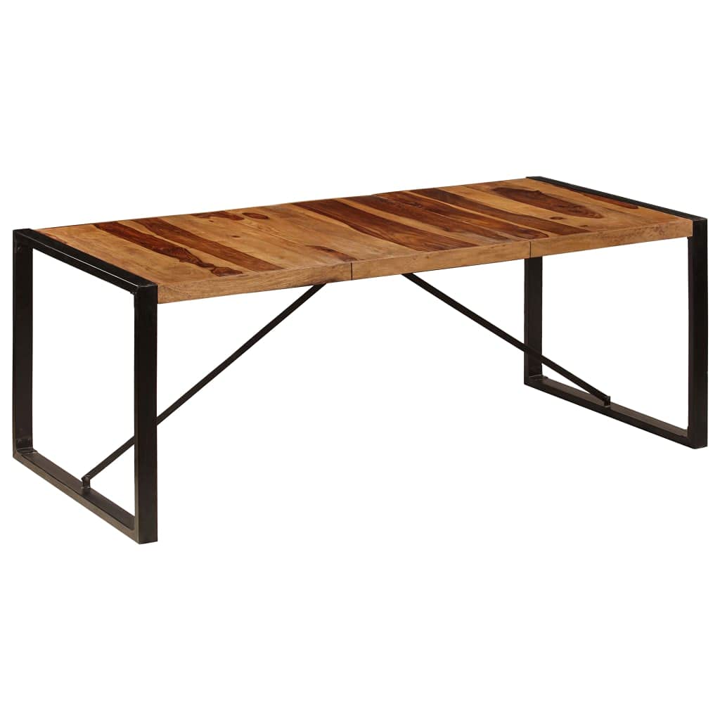 Industrial Style Solid Sheesham Wood Dining Table 78.7x39.4x29.5 Inches - Perfect for Living Room, Dining Room & Bistro | Rustic Home Decor & Restaurant Furniture