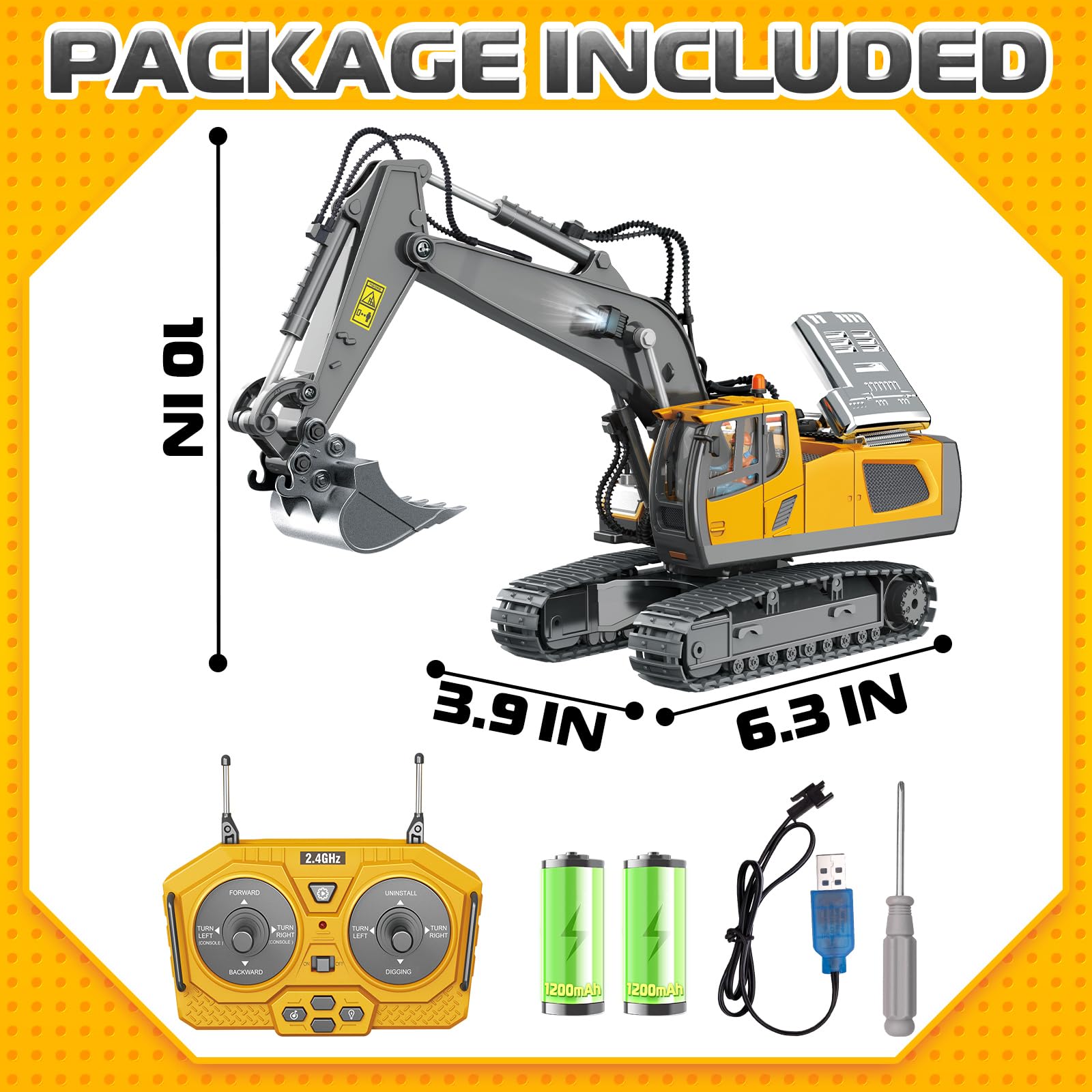 1:20 Scale Remote Control Excavator Toy - 11 Channel RC Construction Vehicle with 680° Rotation & Hydraulic System | Perfect Gift for Boys Ages 4-10 | Christmas Birthday Present | Outdoor Sandbox & Construction Play