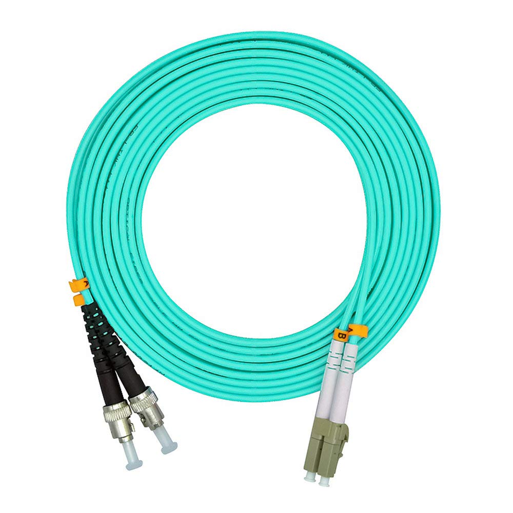 10G OM3 Multimode Fiber Optic Patch Cable LC to ST Duplex 50/125 - 100 Meters (328ft) - High-Speed Data Transmission for Data Centers, Server Rooms & Network Installations