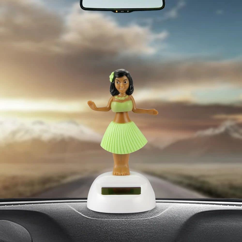 Solar Powered Hula Girl Ornament - Hawaiian Dancing Bobble Head Doll with Swinging Motion (Pink) - Perfect for Home Decor, Garden Party & Tropical Themed Events