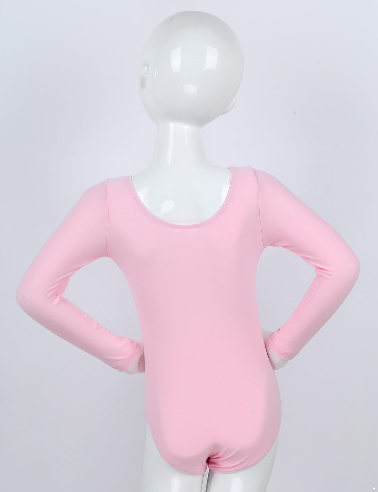 Girls Solid Color Ballet Leotard - Round Neck Long Sleeve Gymnastics Bodysuit for Dance & Performance | Perfect for Ballet Class, Recitals & Dance Competitions