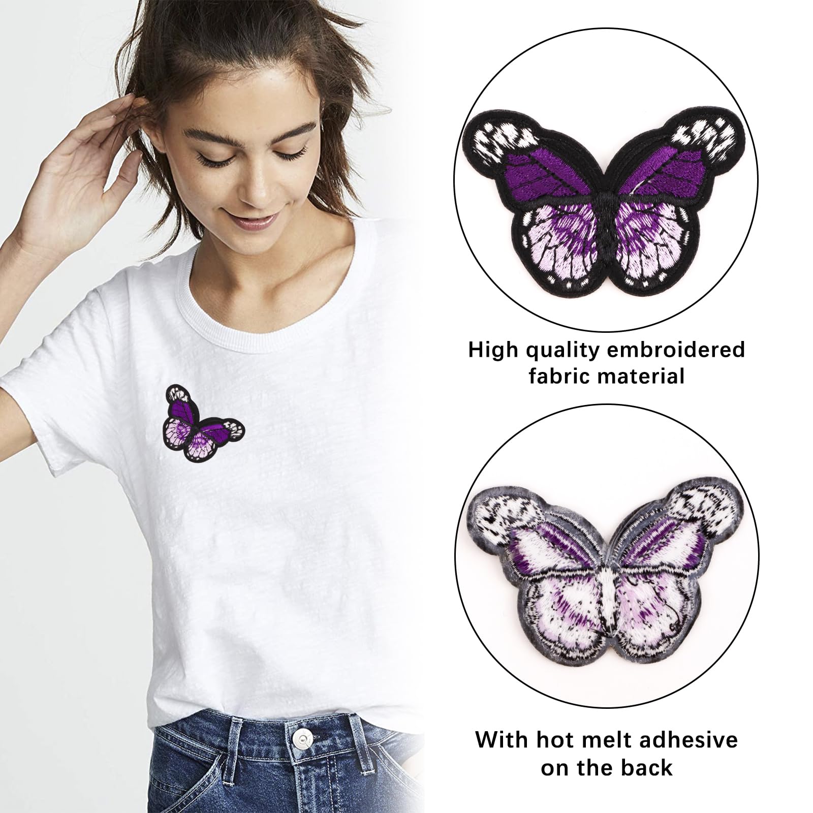 RETON 72 Pcs Embroidered Iron-On Patches for Clothing - Butterfly, Flower, Bee, Rose & Daisy Applique Patches for Jackets, Jeans & Backpacks | DIY Fashion Customization & Outfit Personalization