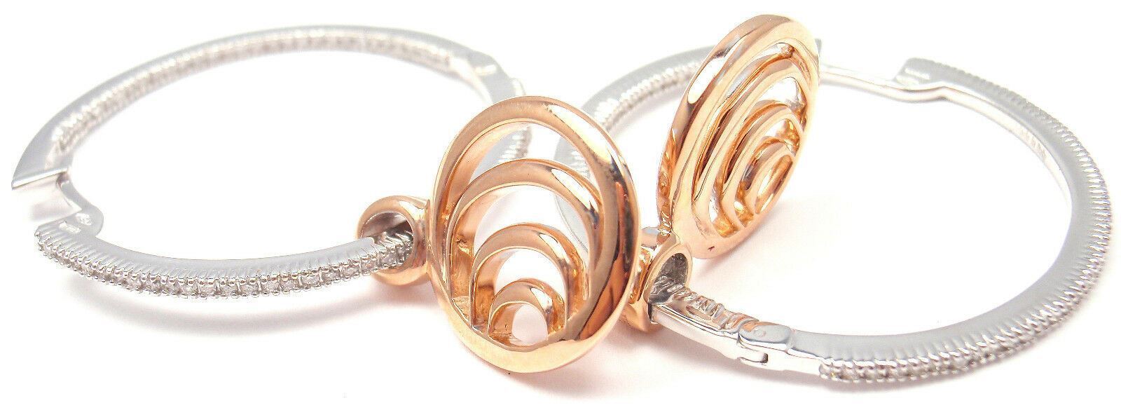Authentic Damiani 18k Rose Gold & White Gold Diamond Hoop Earrings for Women - Luxury Italian Jewelry for Weddings, Parties & Special Occasions