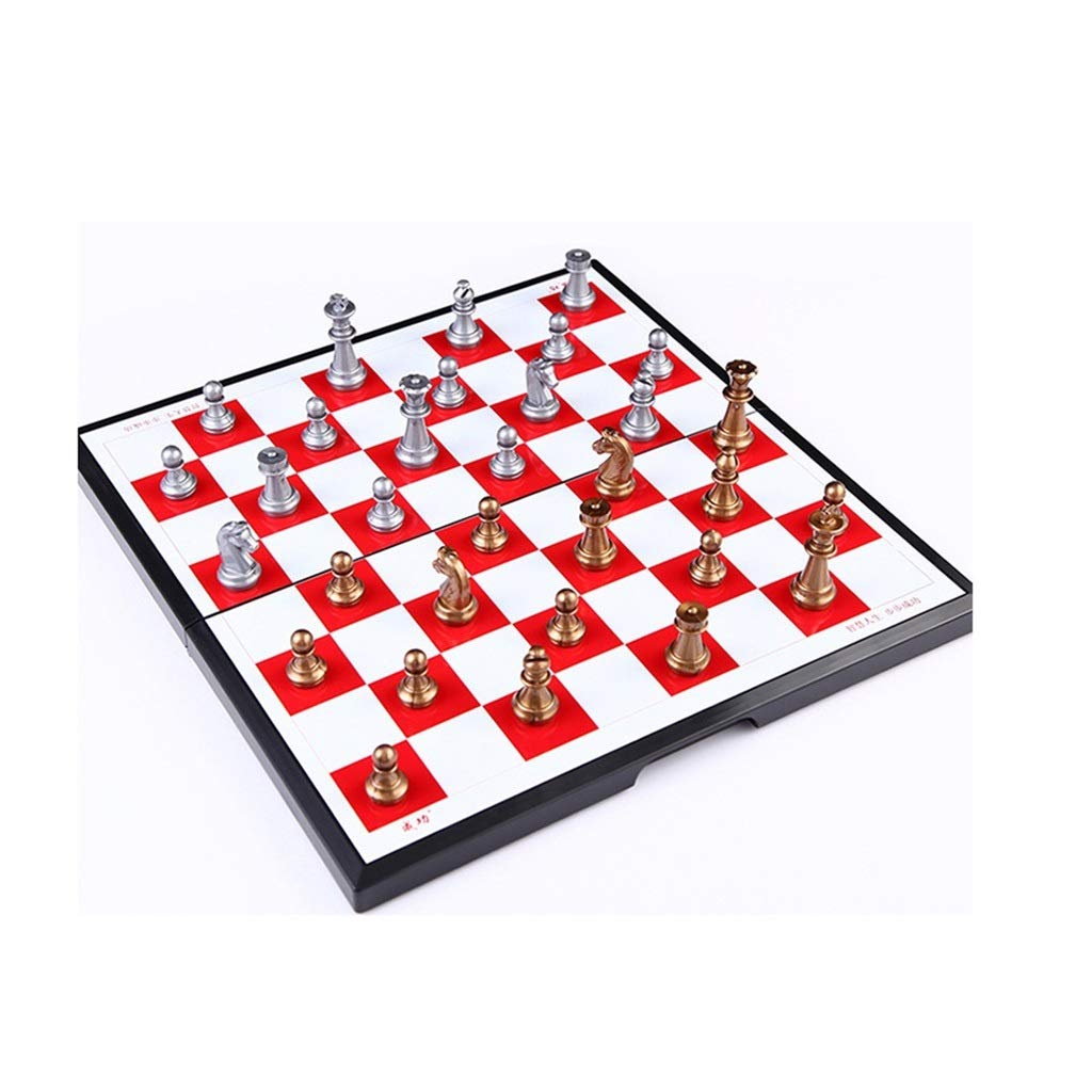 Magnetic Chess Set - Portable Folding Chess Board with Storage | Traditional Strategy Game for Kids & Adults | Perfect for Travel, Camping & Family Game Nights (Red)