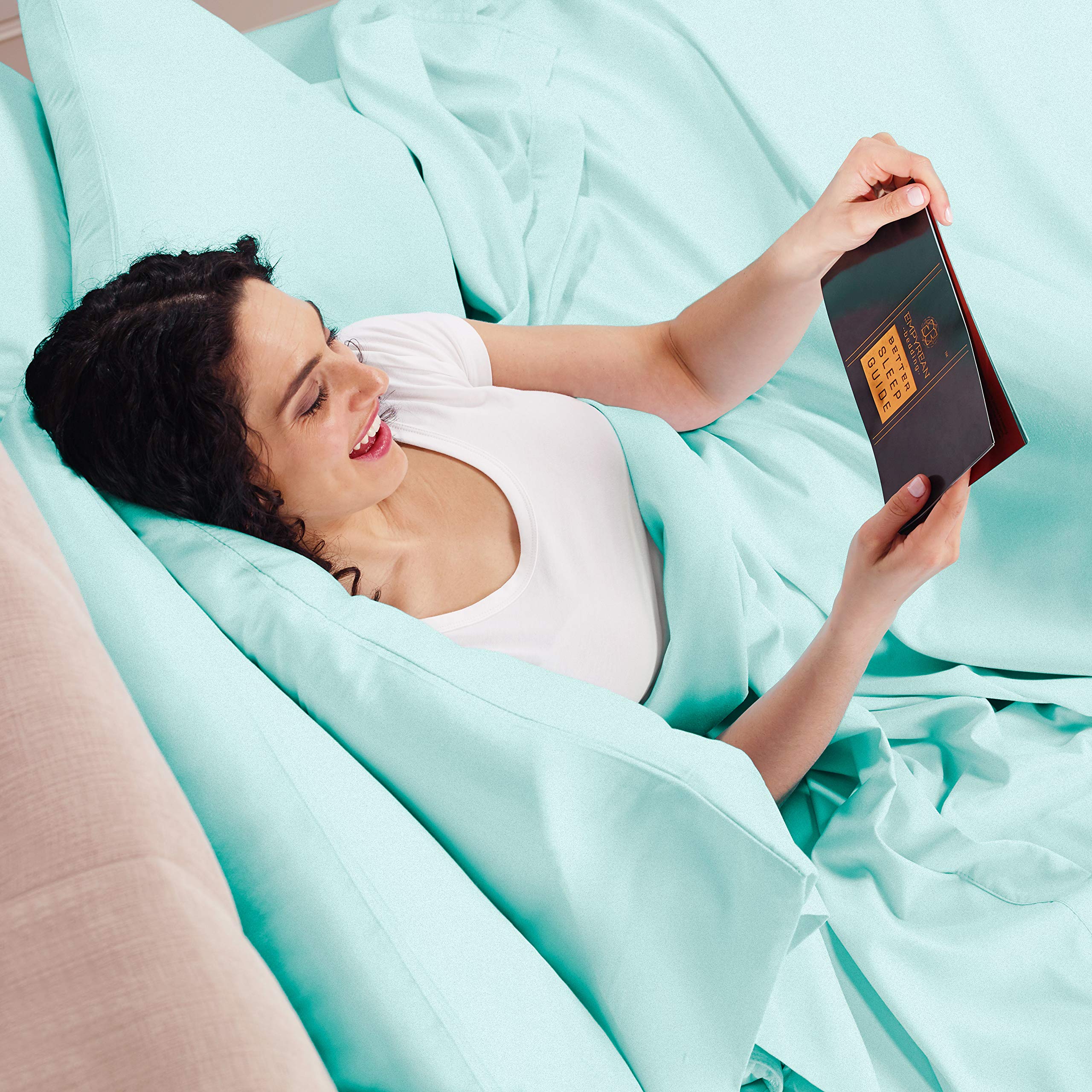 Empyrean Twin Sheets Set - 3 Piece Super Soft Microfiber Bedding - Breathable Double Brushed Hotel Luxury Light Blue Twin Size Sheets with Deep Pockets & Elastic Corners - Perfect for Guest Rooms, Dorms, Kids' Bedrooms & Cozy Sleep