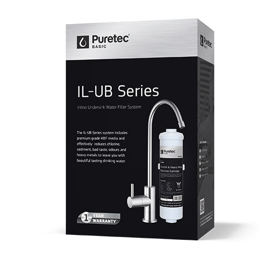 Puretec IL UB Inline Undersink Water Filtration System with Chrome Faucet - 1.9 LPM Flow Rate | Under Sink Water Filter for Clean Drinking Water | Perfect for Kitchen, RV & Office Use