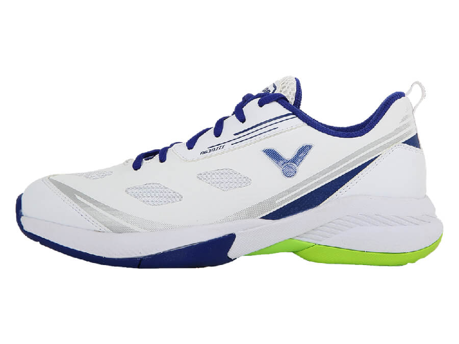 Victor A610III AB Court Shoes for Badminton & Volleyball - Lightweight Non-Mark Indoor Sports Shoes with Superior Grip in Pearly White/Mazarine Blue - Perfect for Gym, Court & Indoor Training Sessions