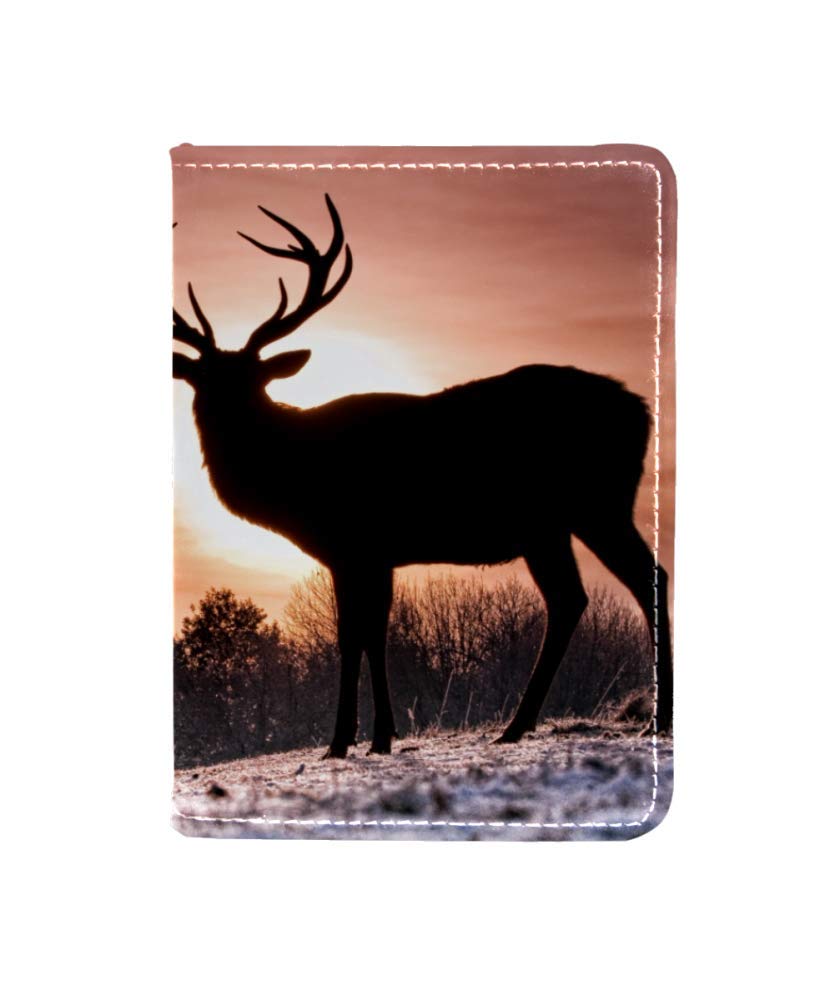 MAPOLO Genuine Leather Passport Holder - Winter Sunset Deer Design Travel Wallet & ID Card Case Cover for Women Men | Perfect for Airplane Travel, Business Trips, and Daily Use