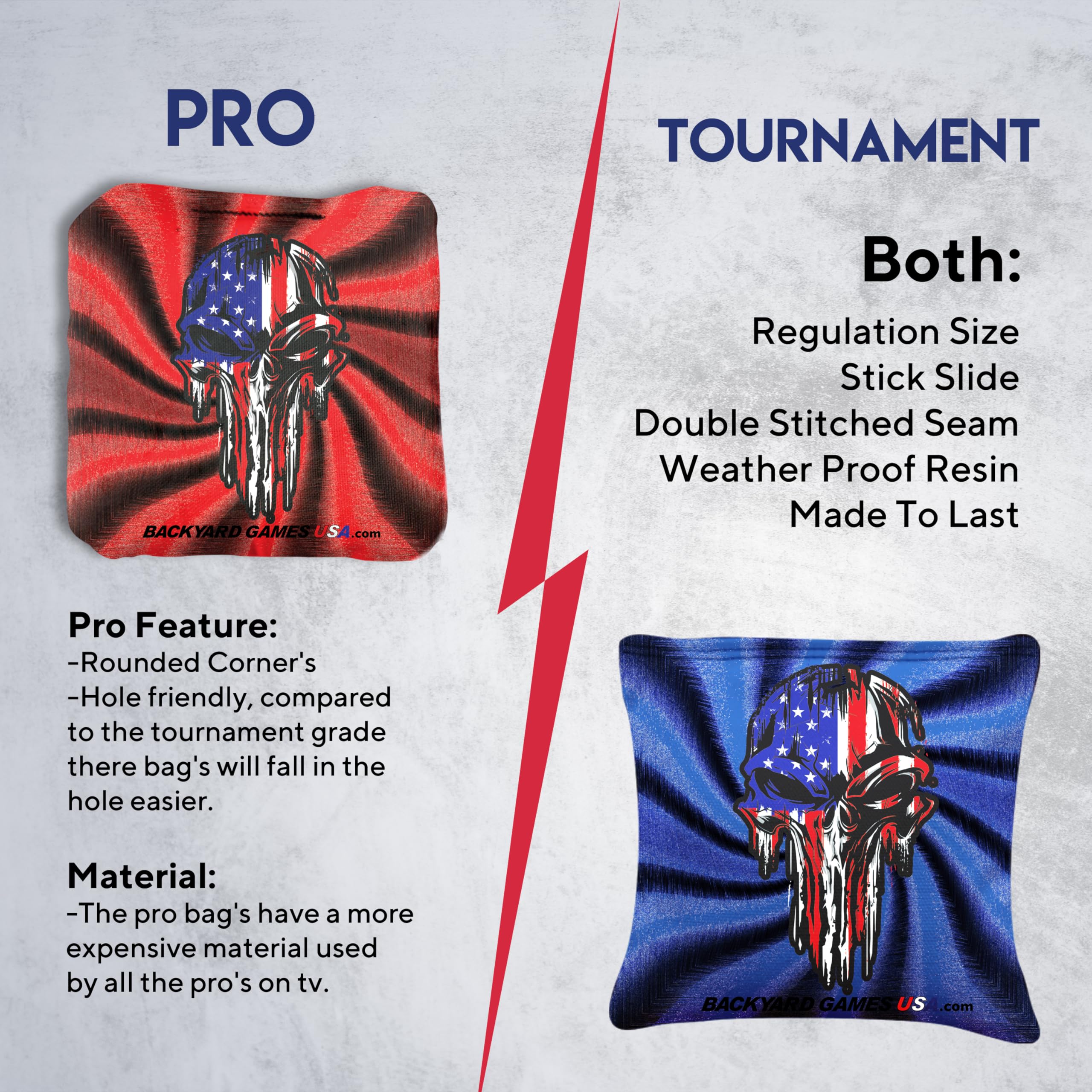 Pro Cornhole Bags Set of 8 - Tournament Regulation Bean Bags for Cornhole Game | Premium Slick & Stick Design | Made in USA | Perfect for Backyard Parties, Tailgating & Outdoor Events
