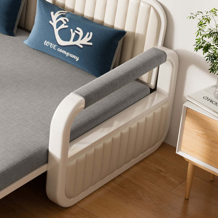 2-Seater Sofa Bed with Storage - Cotton Linen Upholstery & Square Arms - Perfect for Small Apartments, Guest Rooms, and Home Offices