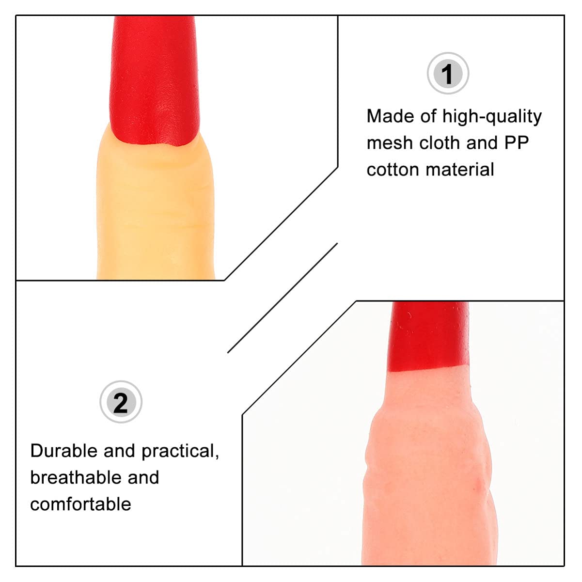 LALAFINA 60 Pcs Fake Witch Fingers - Scary Vampire & Zombie Nail Covers for Halloween Costume, Role Play, Nail Art & Party Decor (Red Plastic Finger Cots) - Perfect for Cosplay, Haunted Houses & Themed Events