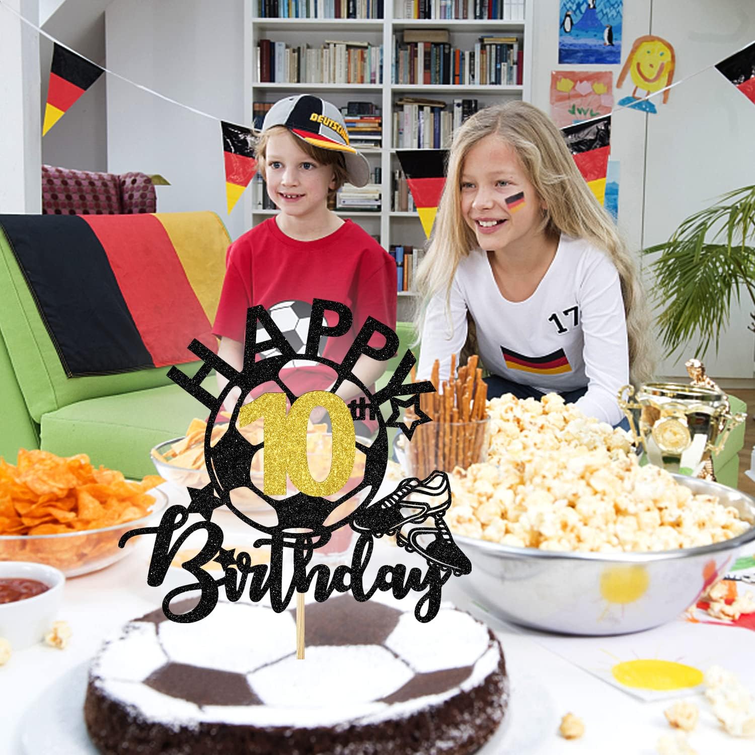 10th Birthday Cake Topper - Soccer Theme Party Decorations for Boys & Girls | Football Player Cake Topper, 10 Years Old Birthday Party Supplies | Perfect for Soccer-Themed Birthday Cakes, Kids Parties & Sports Celebrations