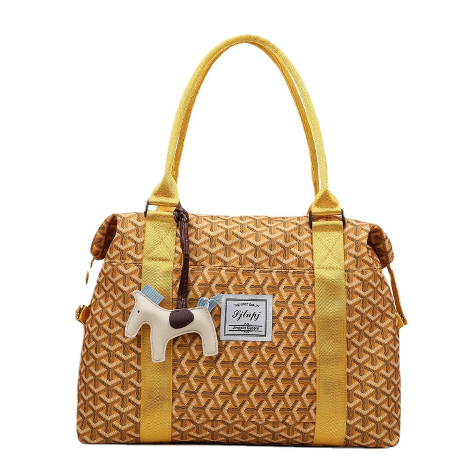 Noble Plaid Travel Tote Bags - Large 35L Duffel Bag for Gym, Overnight & Airplane Carry-on - Pink & Yellow Options - Perfect for Vacation, Workout & Weekend Getaways