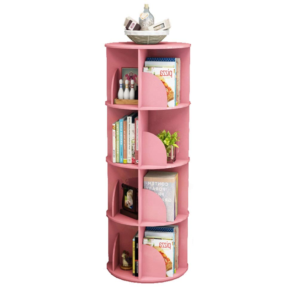 360° Rotating Bookshelf - Multi-Layer Floor Storage Rack with Coffee Table Design for Living Room, Bedroom & Office - Pink Bookcase (40 x 128cm) - Perfect for Small Space Organization & Home Decor