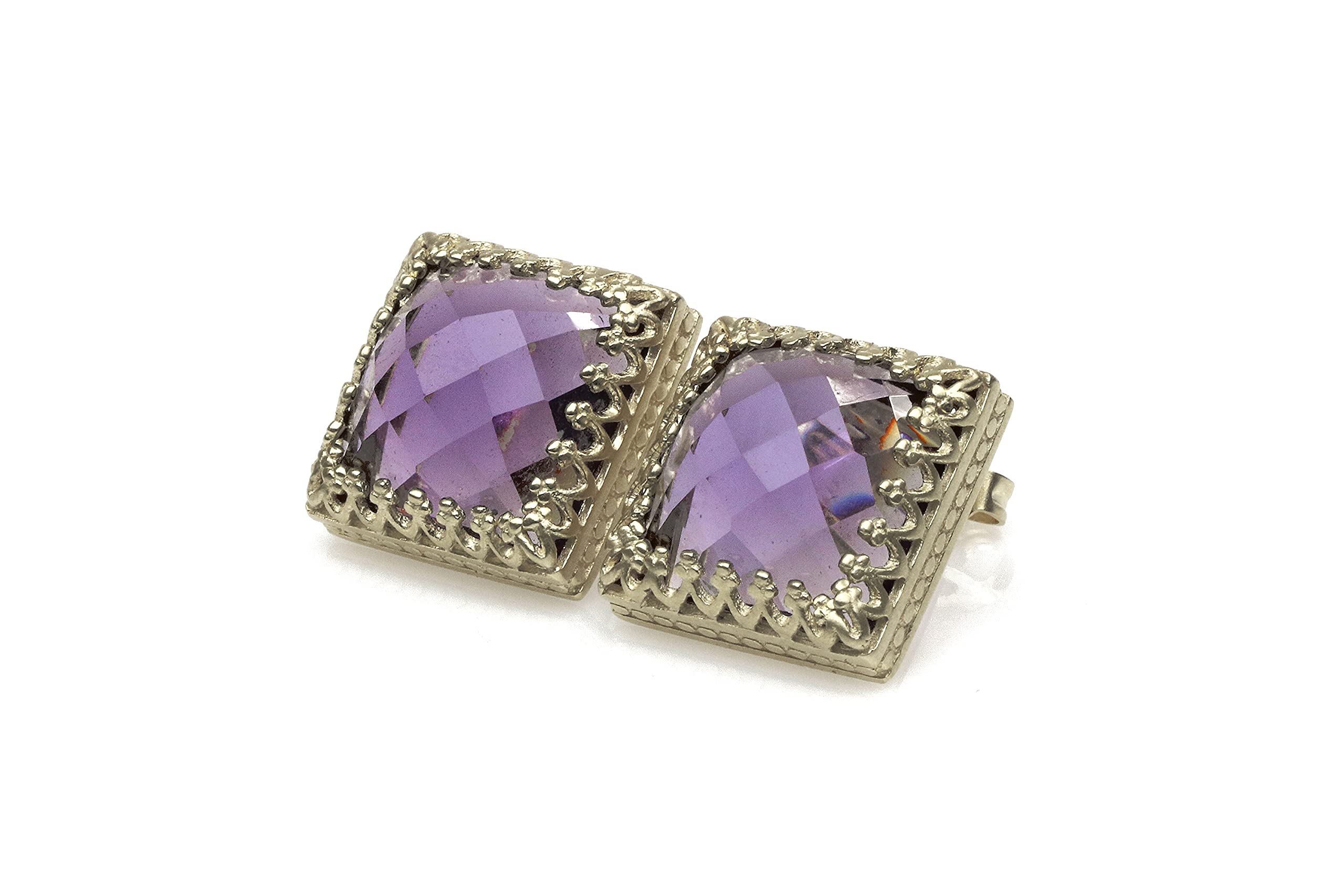 925 Sterling Silver Amethyst Stud Earrings for Women - Elegant Anemone Jewelry for Birthday, Anniversary & Bridal Shower Gifts - Perfect for Everyday Wear, Date Nights & Special Occasions - Comes with Gift Box