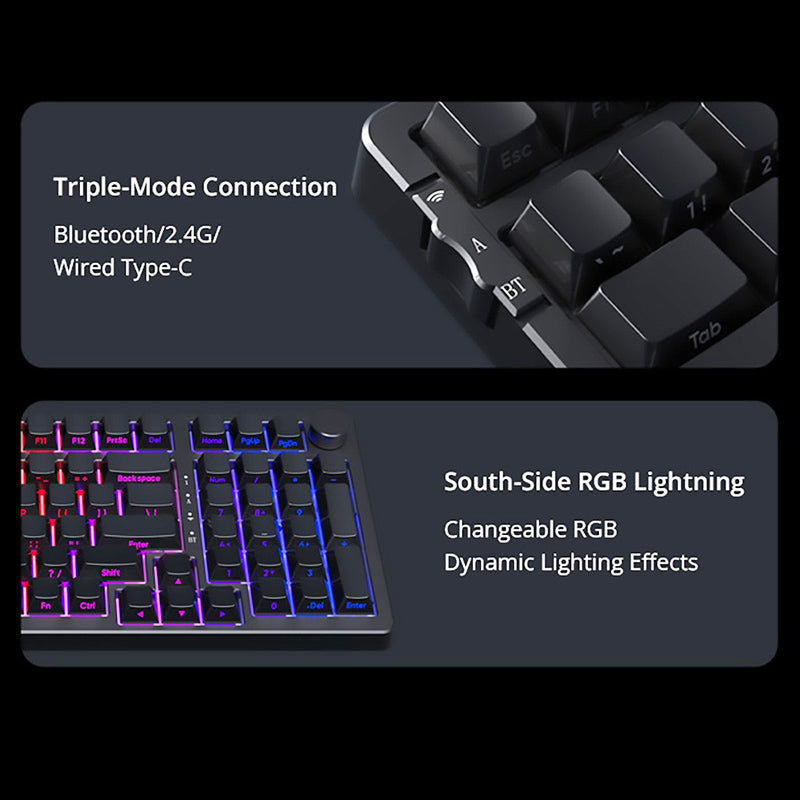 Ajazz AK992 Hot Swappable Gasket Mount 3-Mode Wireless Mechanical Keyboard - 96% Layout for Gaming, Typing & Office Work