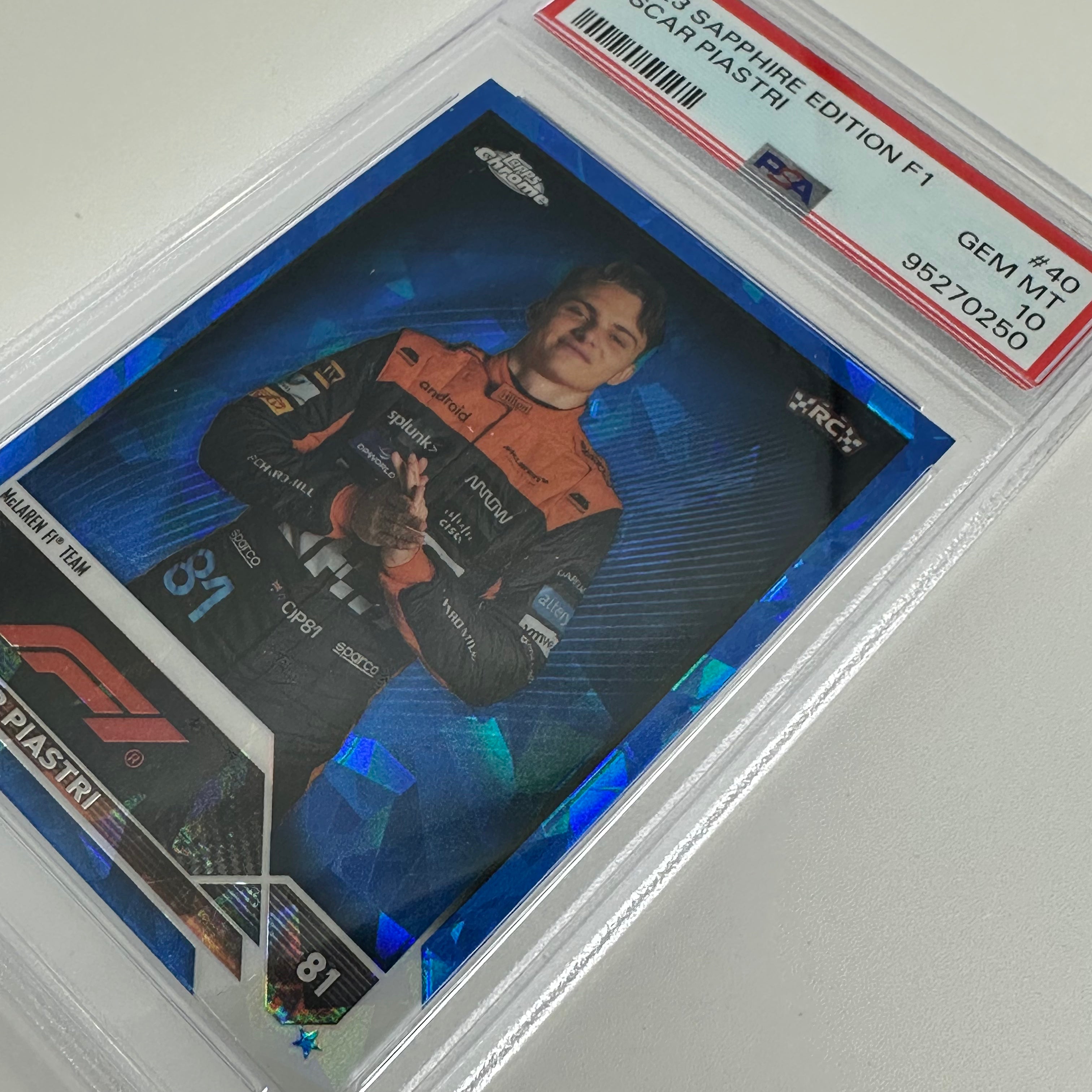 PSA 10 Oscar Piastri #40 2023 Topps Chrome F1 Sapphire Rookie Card - Perfect for Collectors, Racing Fans, and Investment