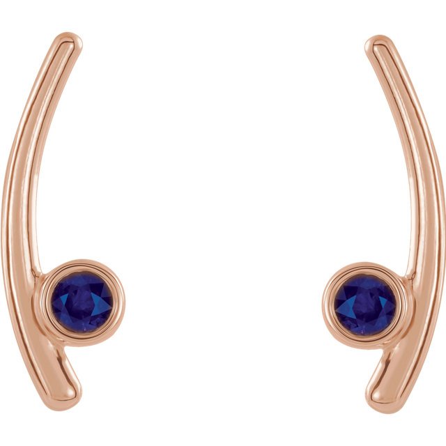 14K Gold 0.24 CTW Round Alexandrite Bezel Set Ear Climbers - Elegant Hoop Earrings for Women, Perfect for Parties, Weddings & Special Occasions