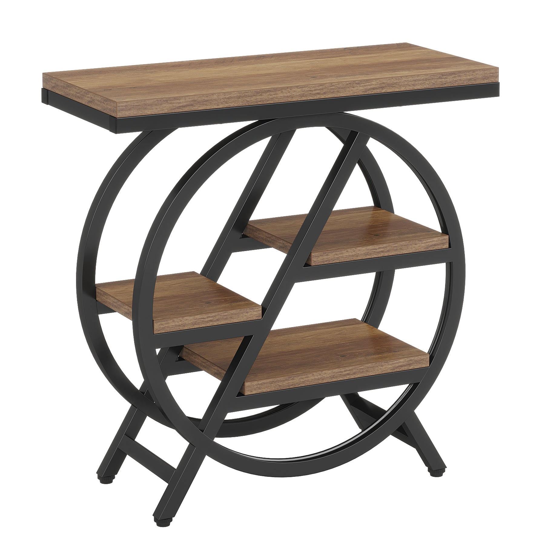 4 Tier End Table with Storage Shelves - Compact Side Table for Living Room, Bedroom, or Office - Perfect for Snacks, Books, and Decor Organization
