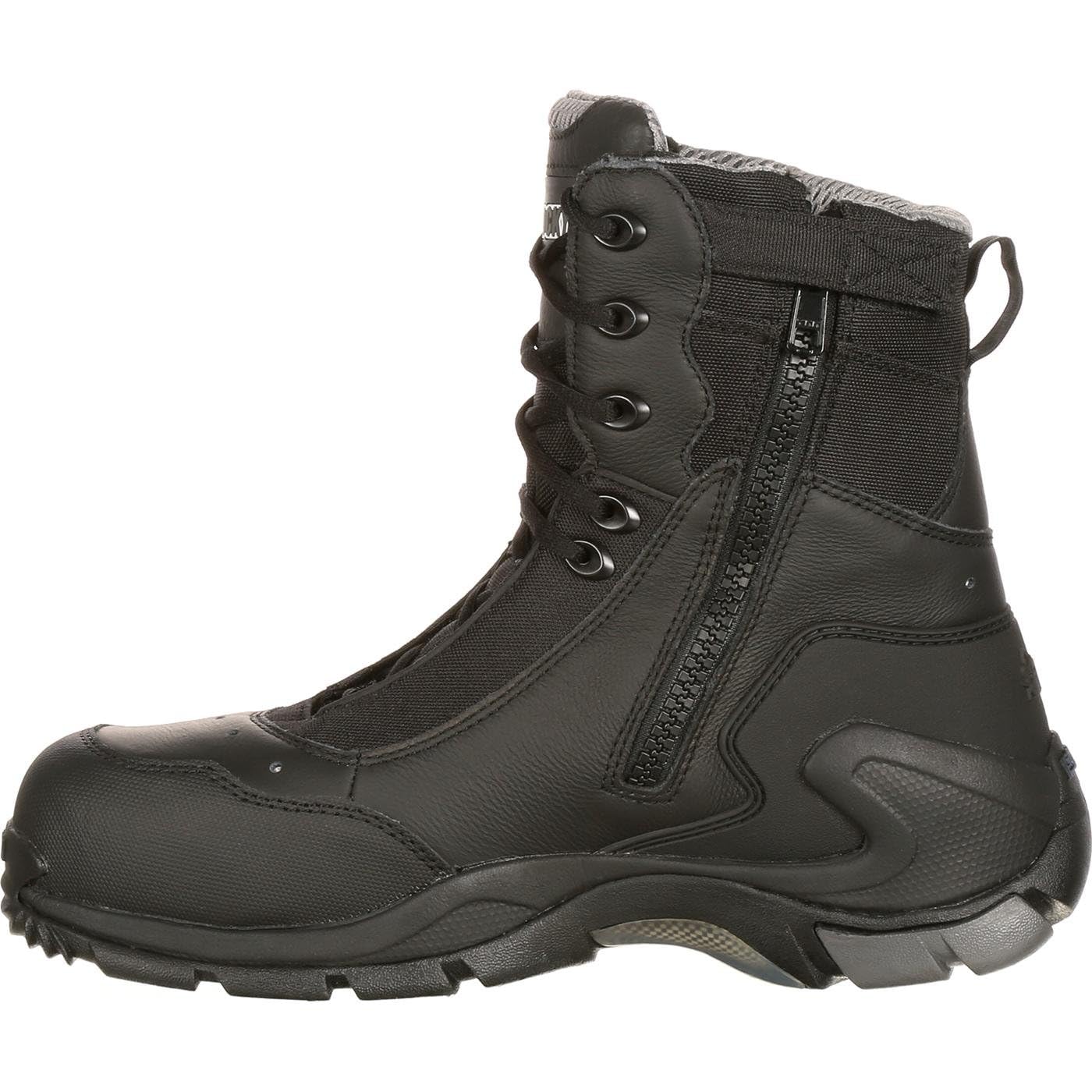 ROCKY 1st Med Carbon Fiber Toe Puncture-Resistant Side-Zip Waterproof Tactical Boots for Men - Ideal for Public Service, Construction & Outdoor Work