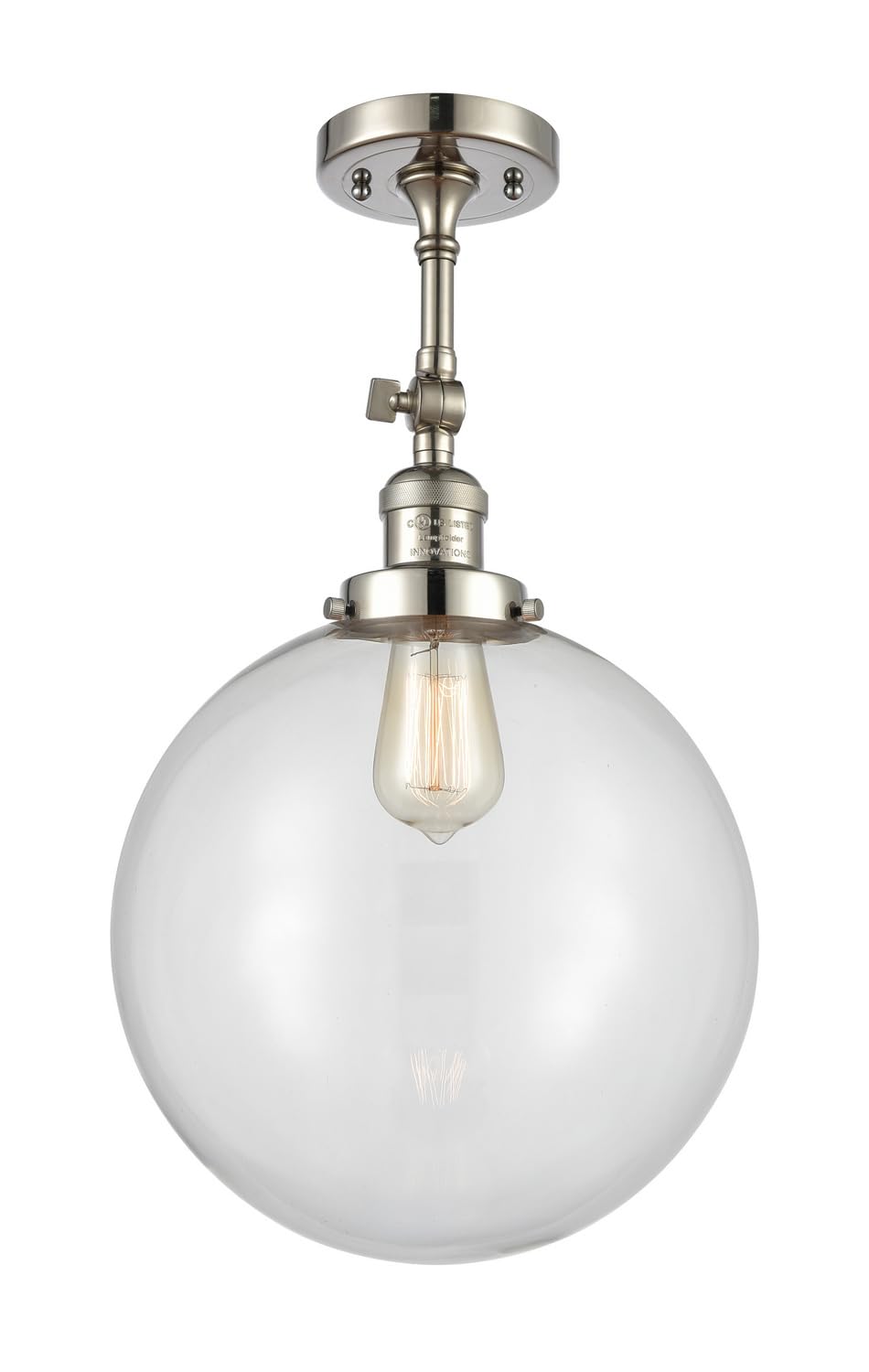 201F-PN-G202-12 LED Bare Bulb with 1 Light Cord Set in Polished Nickel Finish - Perfect for Vintage Lighting, Industrial Decor & Edison Style Fixtures