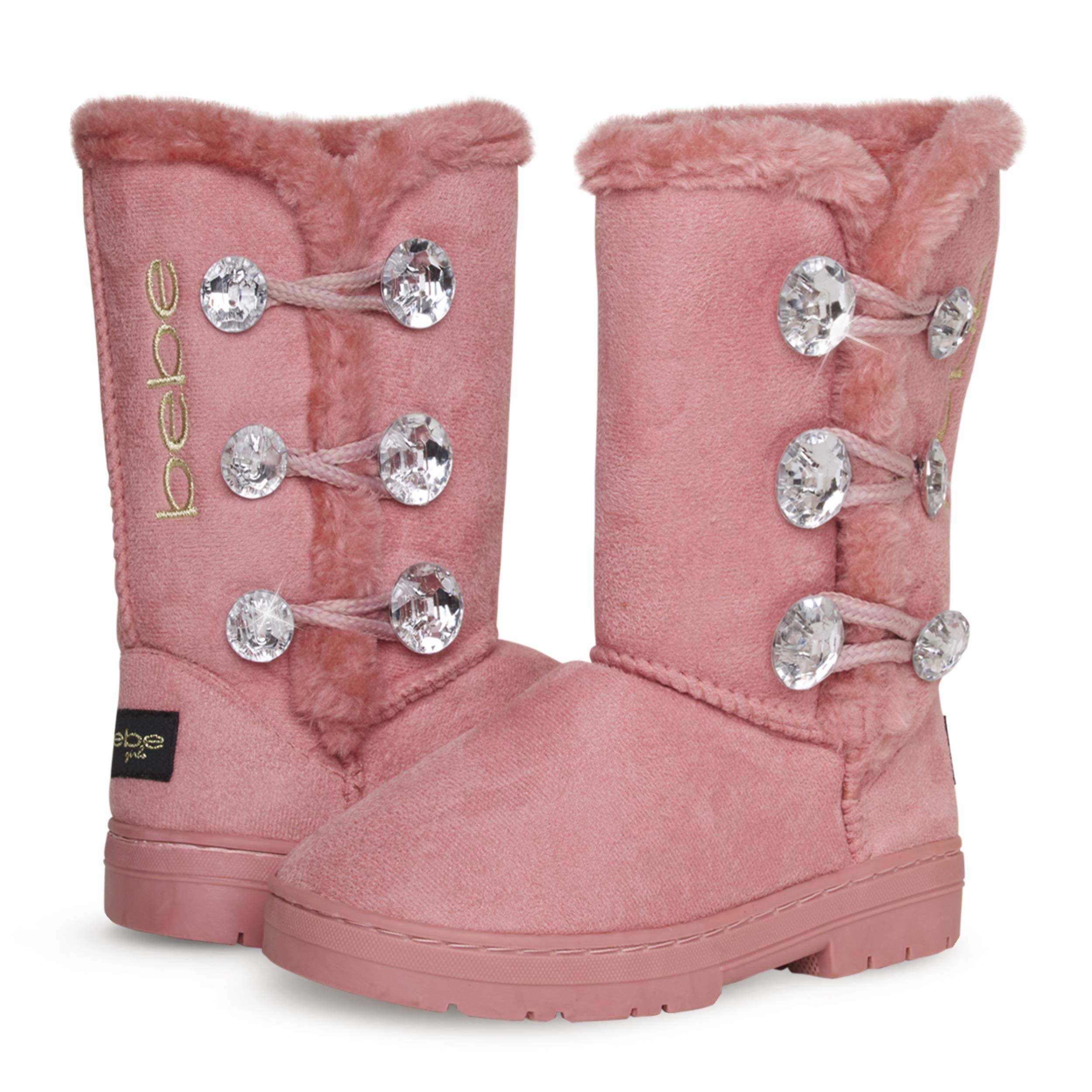 Bebe Girl's Fur Lined Winter Boots with Rhinestone Details - Warm Snow Boots for Toddler, Little & Big Girls - Perfect for Snow Play, School & Outdoor Winter Activities