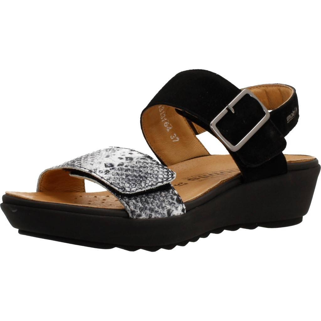 Mephisto Mobils FOLINA Women's Black Suede Leather Sandals - Size 38 EUR / 8 US - Comfortable Walking Shoes for Summer, Travel & Casual Outings