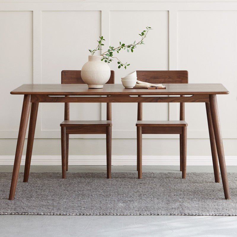Premium Black Walnut & Ash Solid Wood Rectangular Dining Table - Handcrafted Rustic Farmhouse Style for Dining Room, Kitchen, or Open Concept Living Space