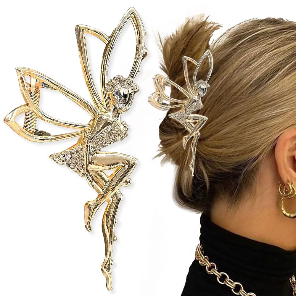 INHEAVEN 1PC Rhinestone Hair Claw Clip for Women - Elegant Metal Hair Clips with Dancing Girl Design, Multi Color Hair Accessories for Party, Wedding, Daily Use