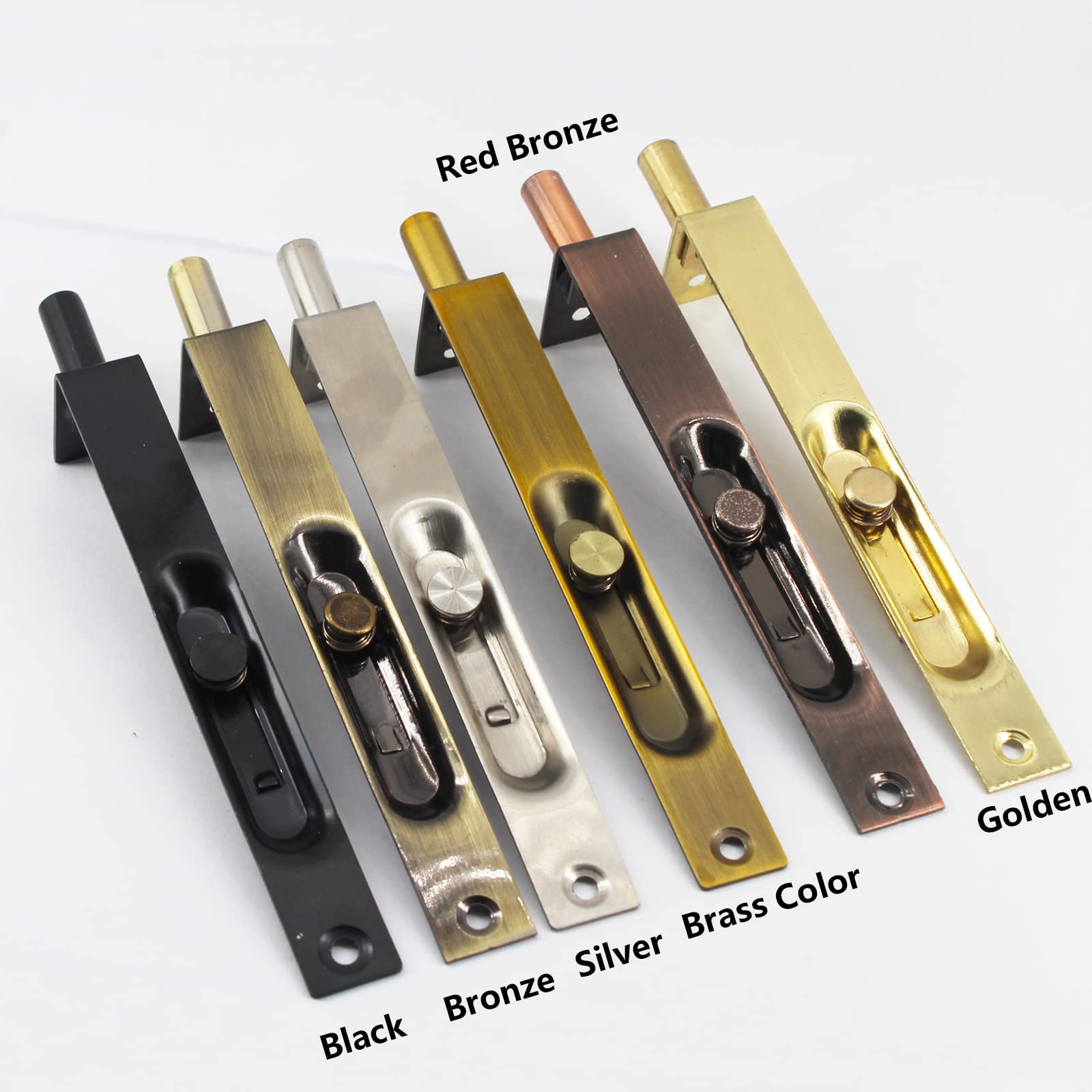 8 Inch Stainless Steel Concealed Door Lock Flush Slide Latch Bolt with Screws - Black (4 Pack) - Perfect for Cabinet, Closet, Furniture & RV Security